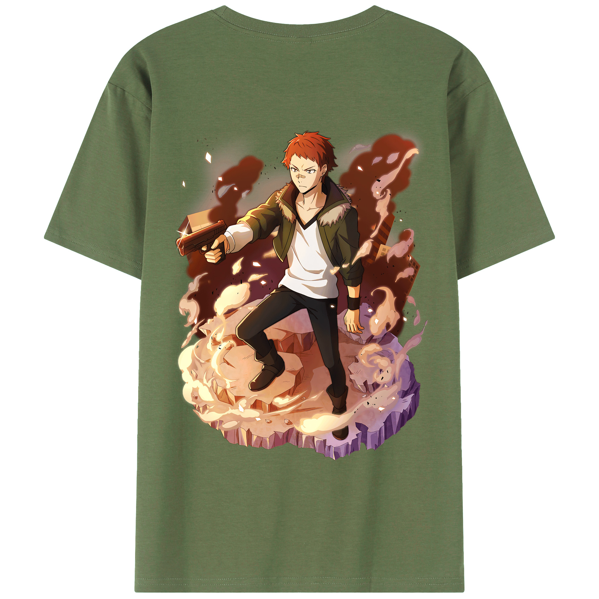 （画像用） 文豪ストレイドッグス Bungo Stray Dogs 綿100％ メンズ半袖Tシャツ（バックプリント） 通気性